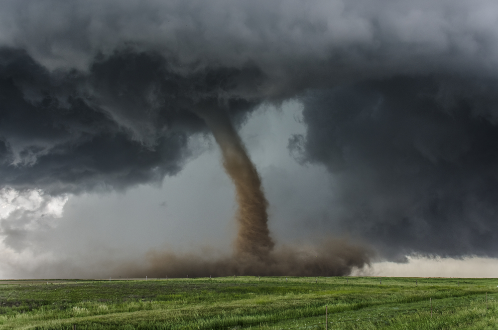 a tornado touching down in the country
