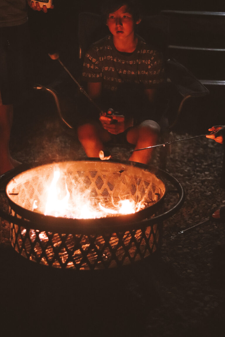 roasting marshmallows over a campfire