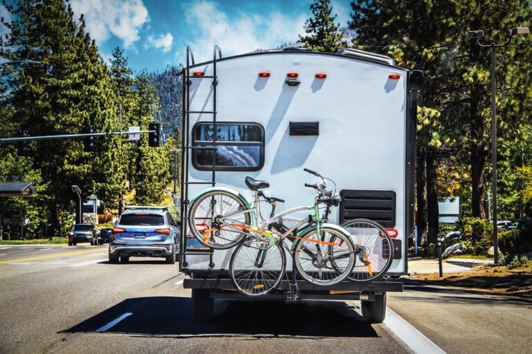 an RV with bikes on the back