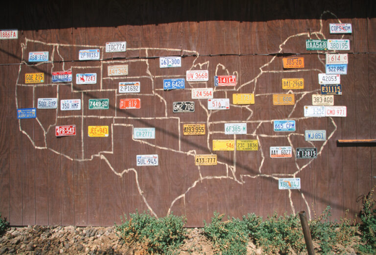 United States map with license plates