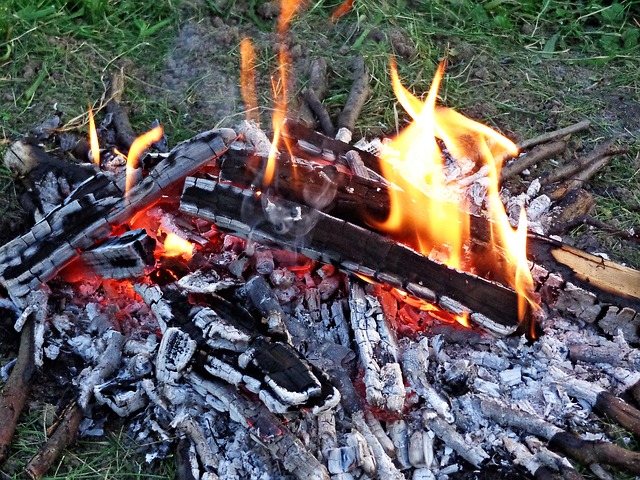 A close-up of a campfire