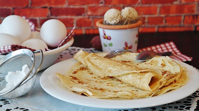 Breakfast pancakes with fruit