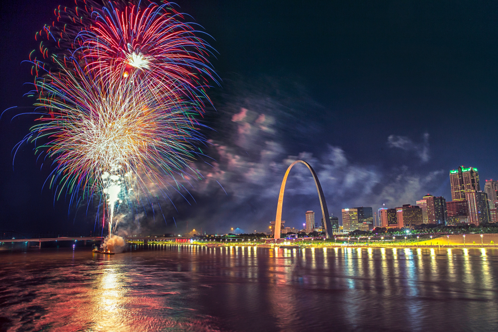 Fireworks over St. Louis Missouri