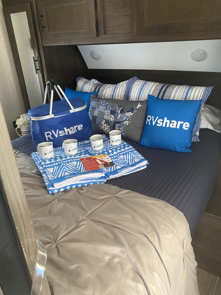 a staged photo of an RV bed