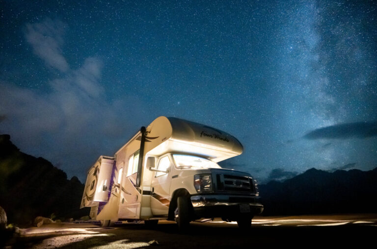 Class C camper in the dark