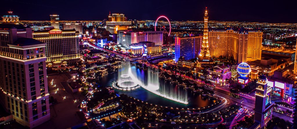 Bright lights of Las Vegas at night