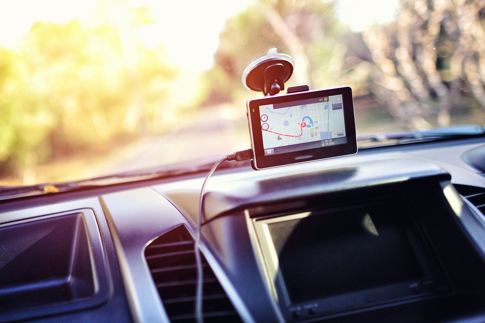 a GPS on a vehicle dashboard