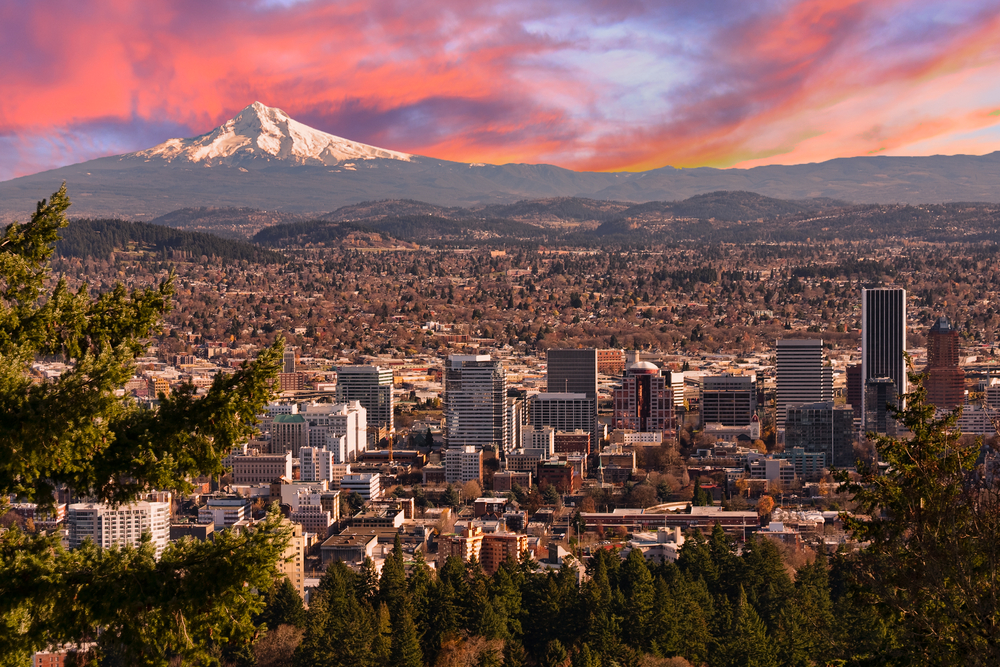 Portland Oregon at sunset