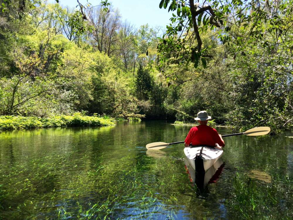 a man kayaking in a Florida state park
