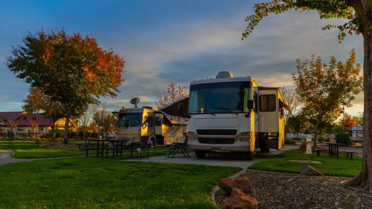 sunrise at an RV campground