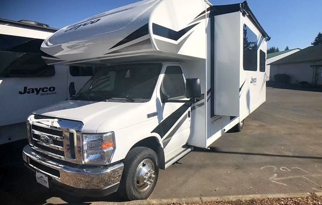 Class C RV with slide out pulled out