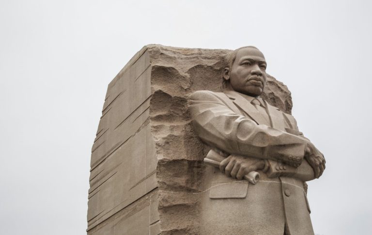 Martin Luther King Jr carved from granite at memorial