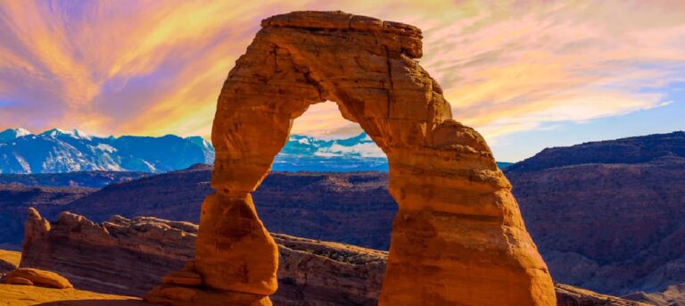 An arch at Arches National Park. This is one of the most popular spring break destinations in the country