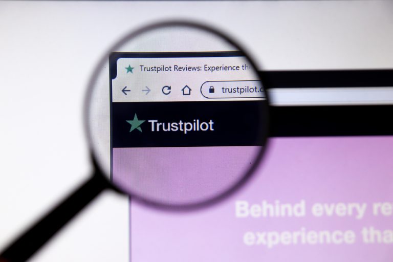 trustpilot review screen on a computer
