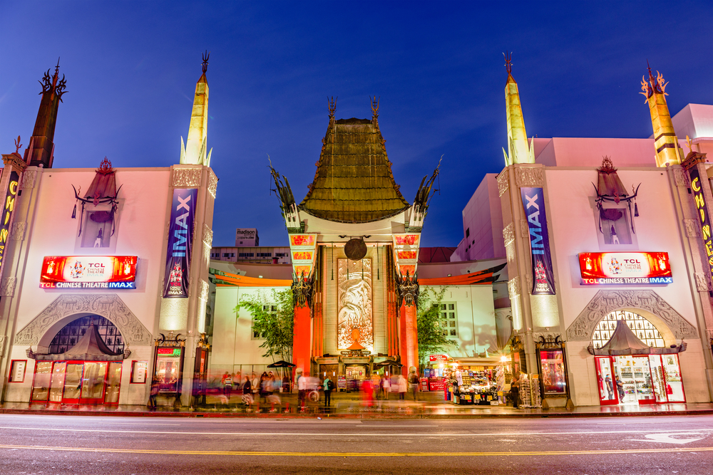 LOS ANGELES, CALIFORNIA - MARCH 1, 2016: Grauman's Chinese Theater on Hollywood Boulevard. The theater has hosted numerous premieres and events since it opened in 1927.