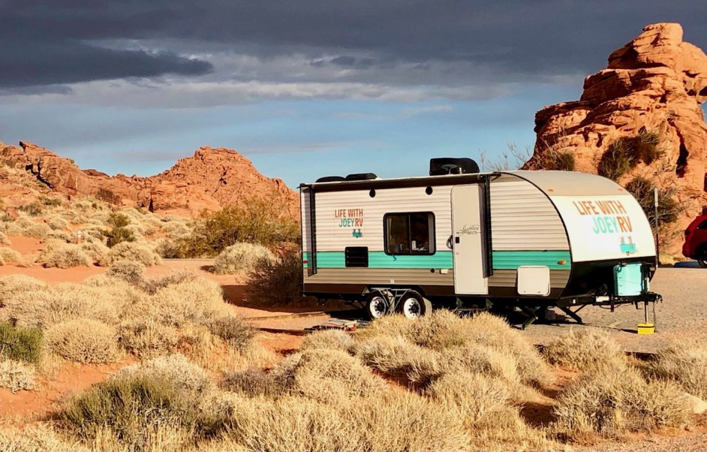 trailer parked at a campsite