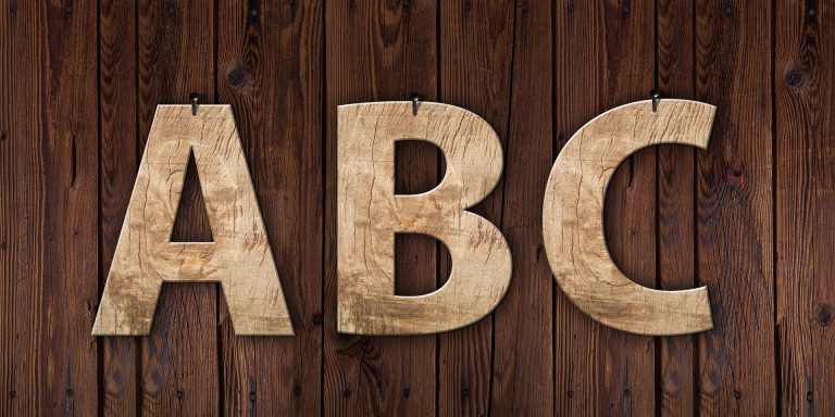 Wood ABC sign