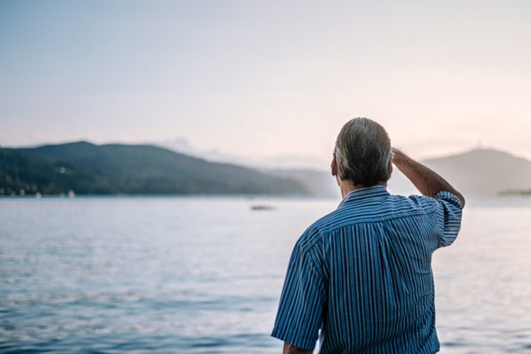 Senior man at the lake