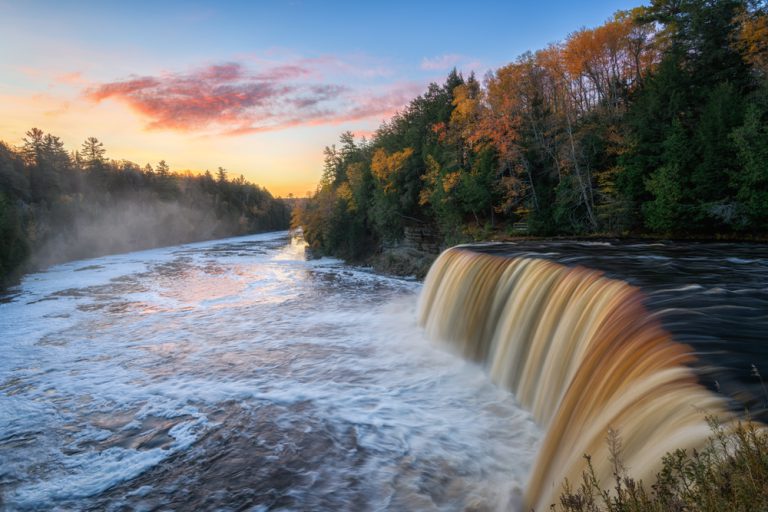 Autumn Sunrise at Tahquamenon Falls State Park in Michigan's Upper Peninsula.