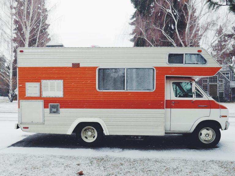 RV parked on a driveway