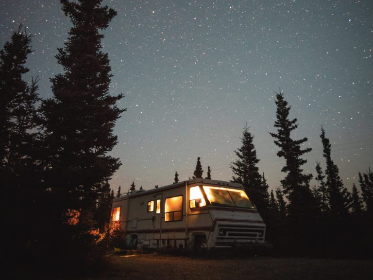 RV boondocking in forest