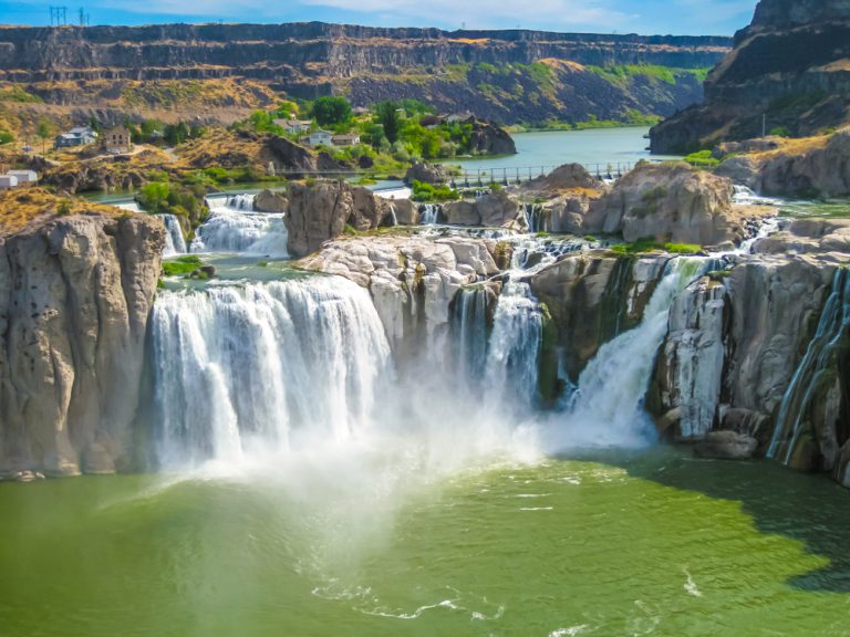 Spectacular aerial view of Shoshone Falls or Niagara of the West, Snake River, Idaho, United States.