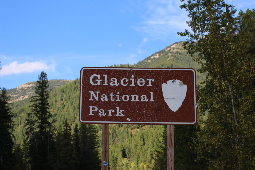 Glacier National Park sign in Montana