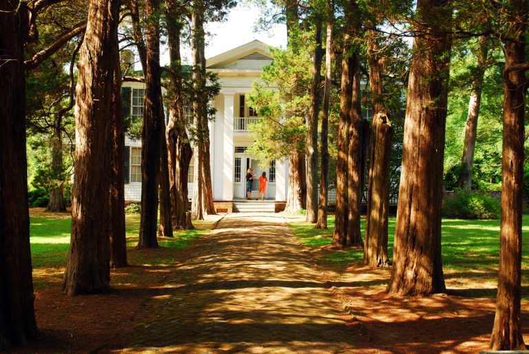 Oxford, MS, USA July 21 Two adult women visit Rowan Oak, William Faulkner's home in Oxford, Mississippi