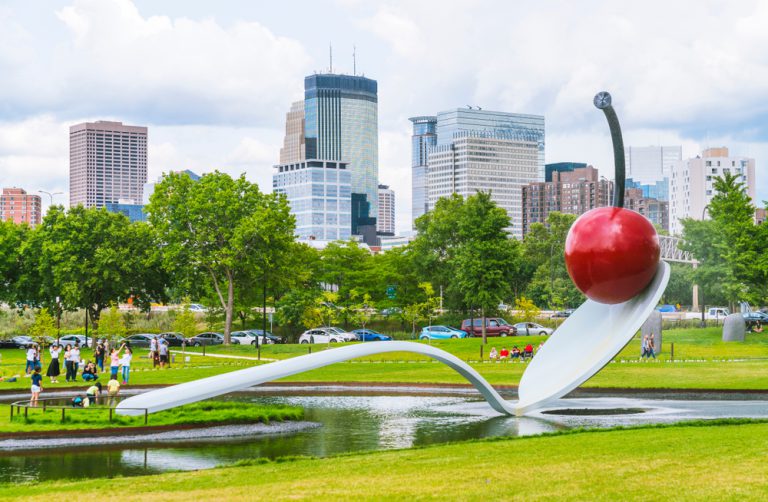 Minneapolis ,Minesota,usa,08-05-17:The Spoonbridge and Cherry at the Minneapolis Sculpture Garden.