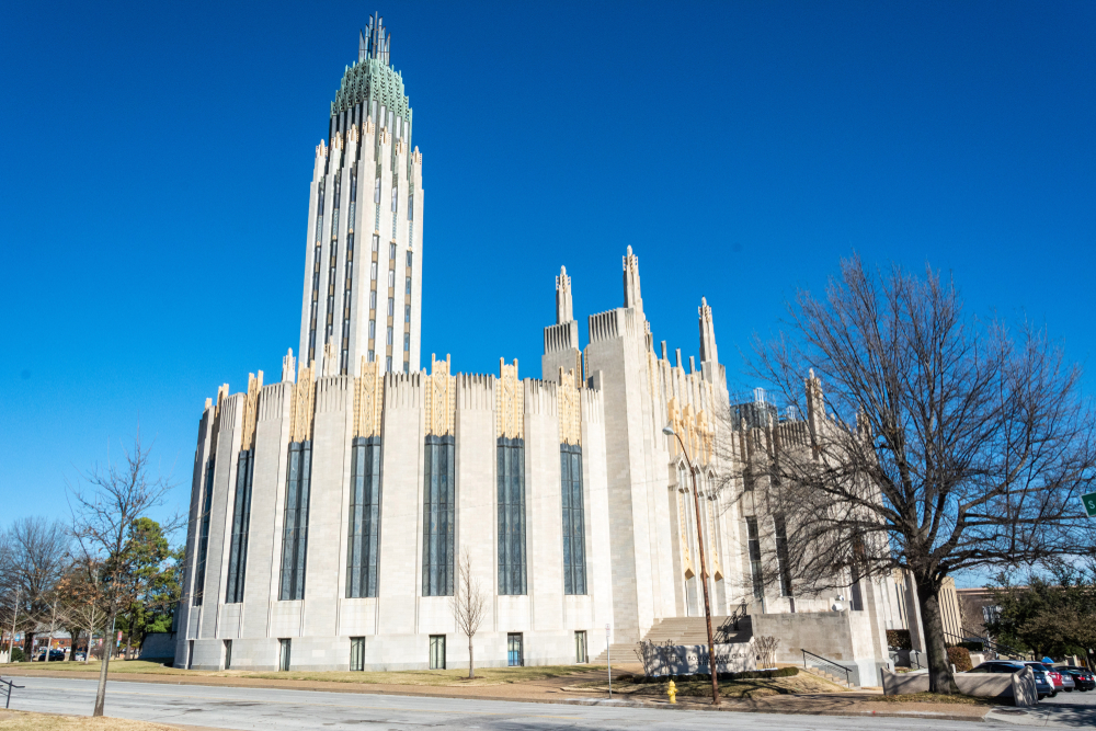 Tulsa, Oklahoma, United States of America - January 20, 2017. Exterior view of Boston Avenue United Methodist Church in Tulsa, OK.