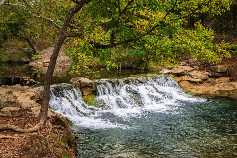 Small waterfall at the Chickasaw National Recreation Area in Sulphur Oklahoma.
