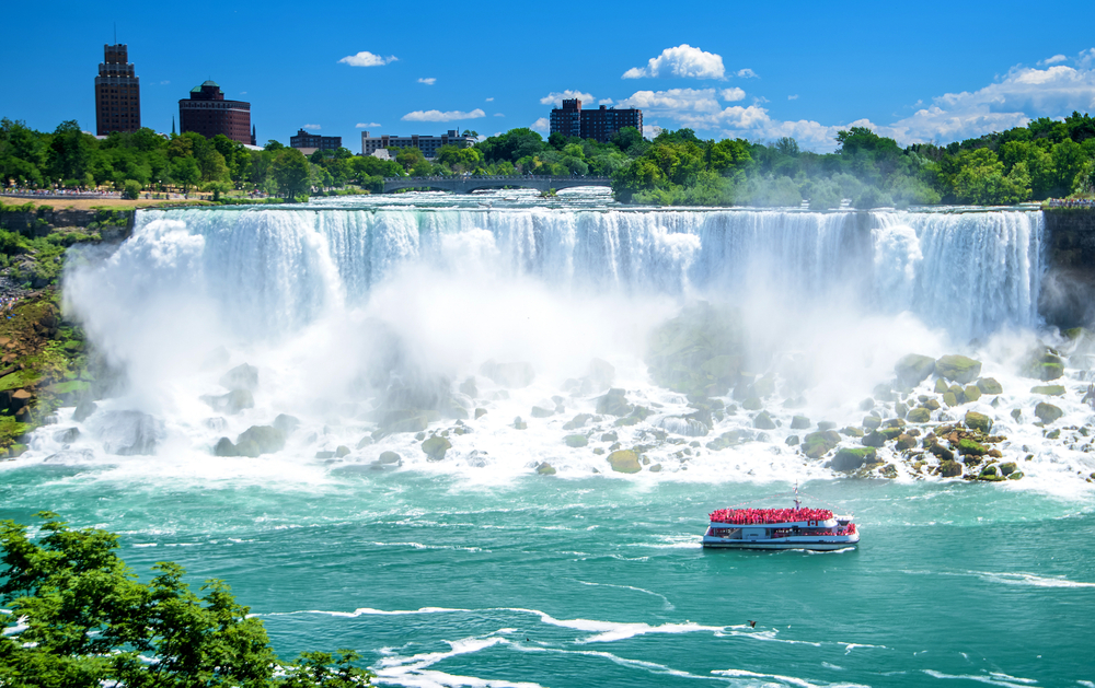 Beautiful Niagara Falls on a clear sunny day.