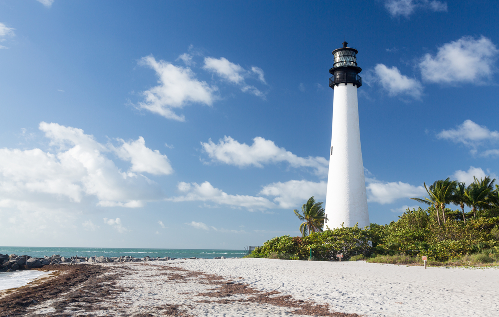 Cape Florida Lighthouse and Lantern in Bill Baggs State Park in Key Biscayne Florida