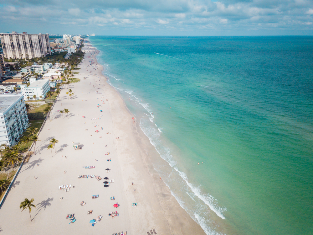 Aerial view to Hollywood beach, Fl