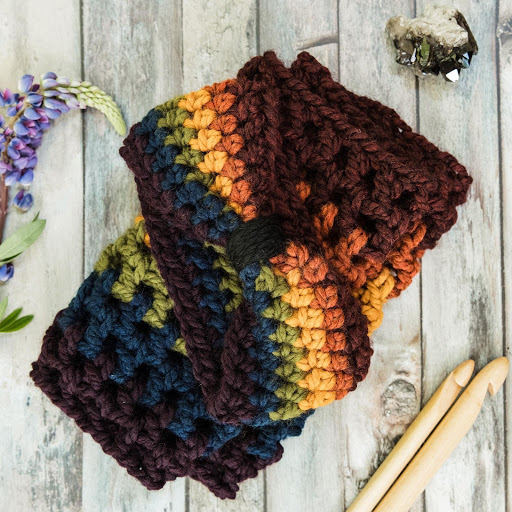 Rainbow crochet scarf