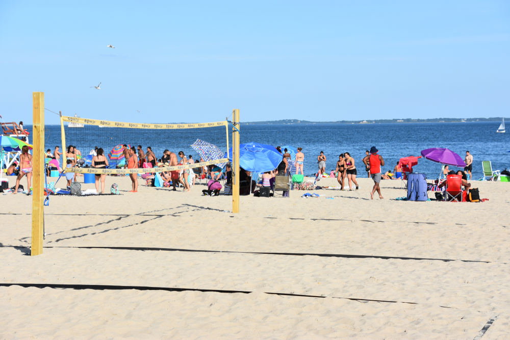 NEW LONDON, CT - AUG 13: Ocean Beach in New London, Connecticut, as seen on Aug 13, 2017. It offers a spectacular view, rides, waterslides, a mini golf course, and an arcade with retro games.