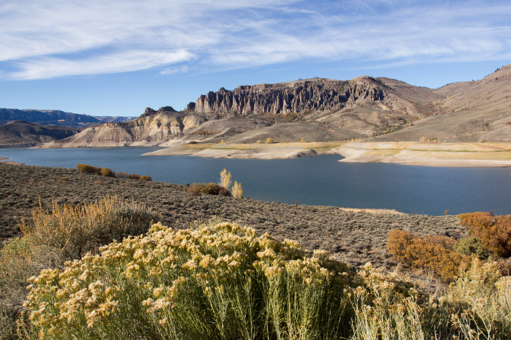 The Dillon Pinnacles and Blue Mesa Reservoir at Curecanti National Recreation Area, Colorado.