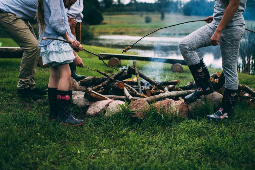 Family around a campfire