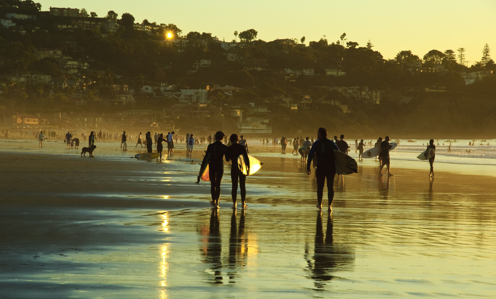 Surfers, La Jolla Shore. San Diego, California