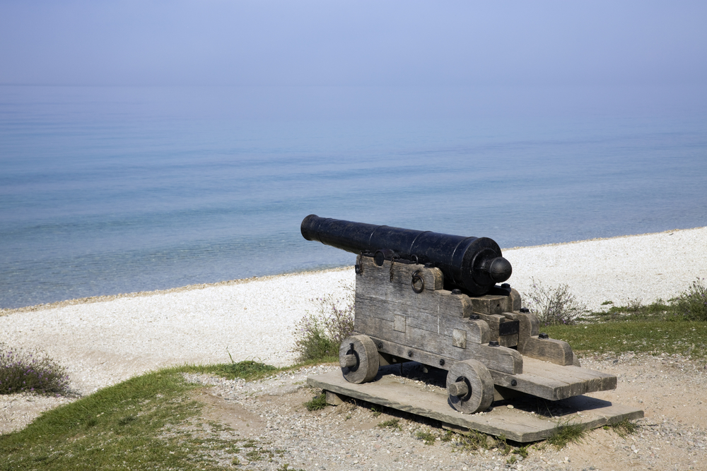 Cannon on the beach - Mackinac Island.