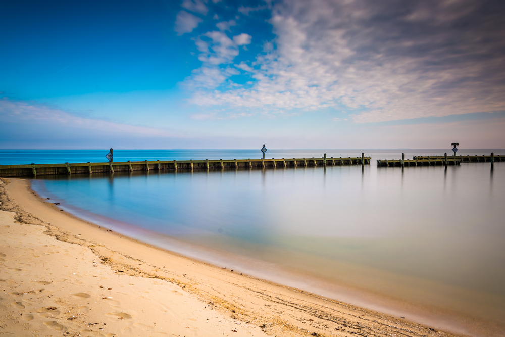 Long exposure on the shore of the Chesapeake Bay, in North Beach, Maryland.