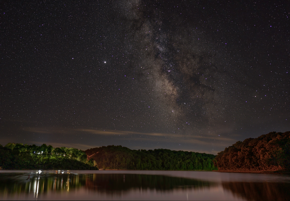 August 19th 2020 - Glouster Ohio - United States. The Milky Way over the lodge at Burr Oak State Park.