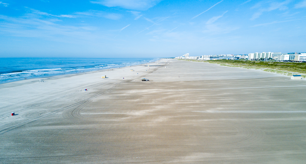 Wildwood Crest wide beach from above, New Jersey, USA