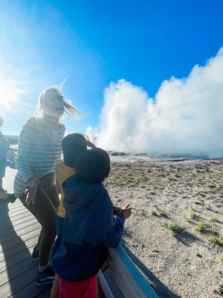 Family enjoying Yellowstone National Park