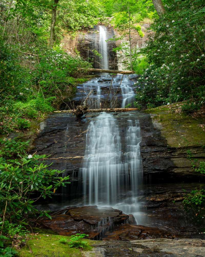 A view of Upper DeSoto Falls in the Desoto Falls Recreation Area in Dahlonega, Georgia.