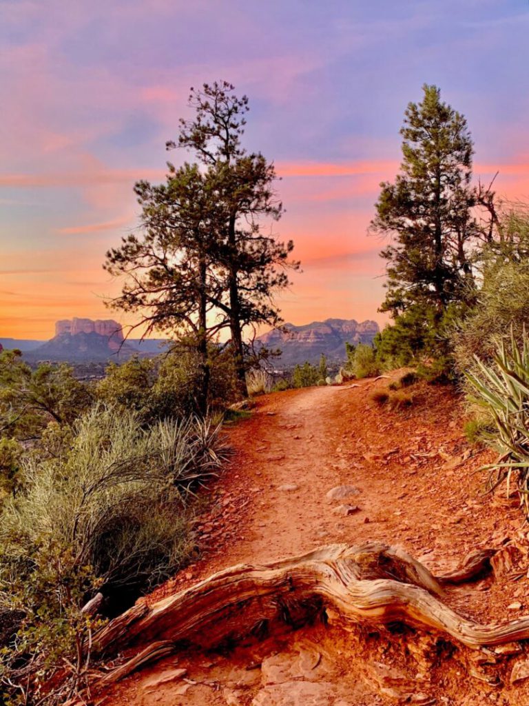 Sunrise over red rocks in Arizona