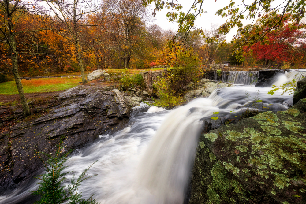 Autumn at Southford Falls in Oxford, Connecticut, USA.