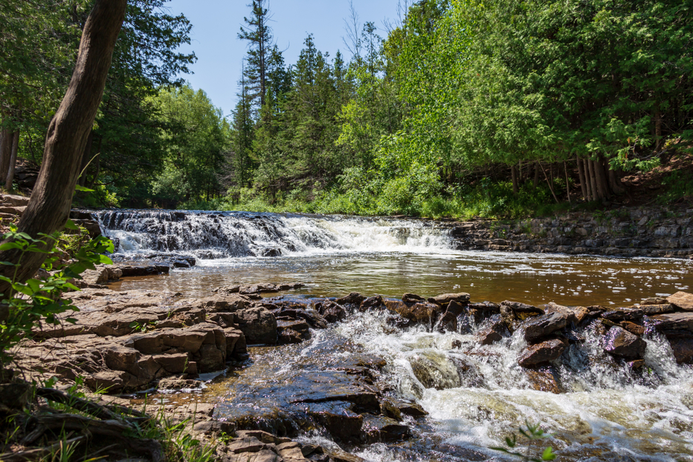 Rushing water at Ocqueoc Falls on the Ocqueoc River, Michigan