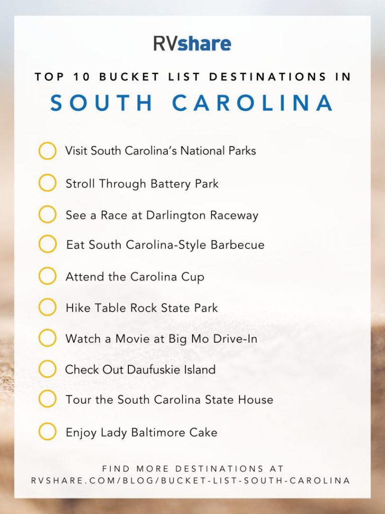 South Carolina bucket list