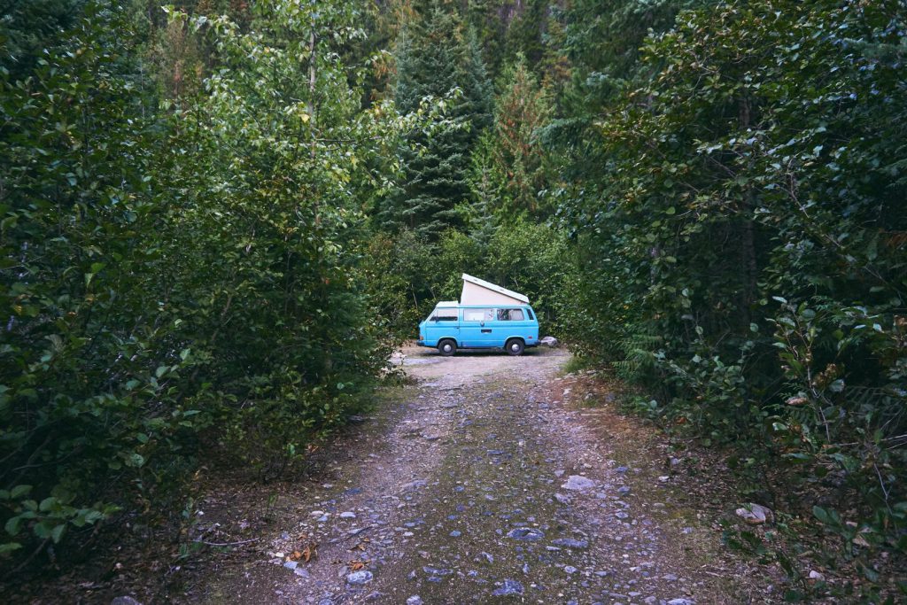 RV campsite in trees